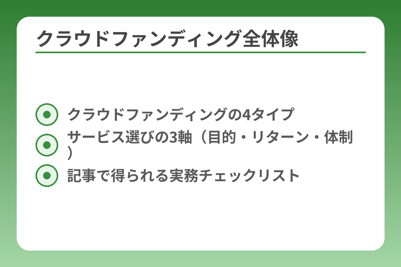 クラウドファンディング全体像