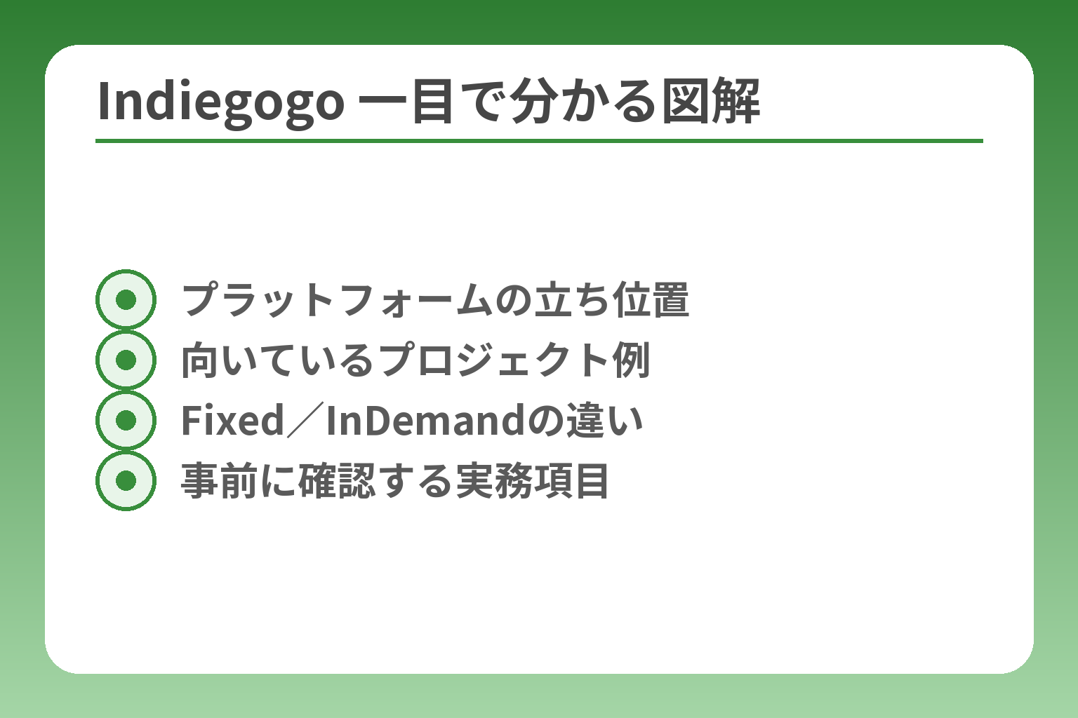 Indiegogo 一目で分かる図解