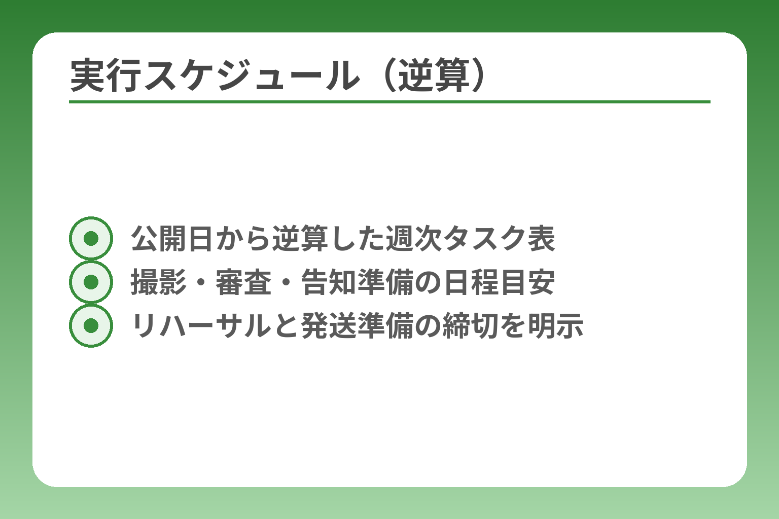 実行スケジュール（逆算）