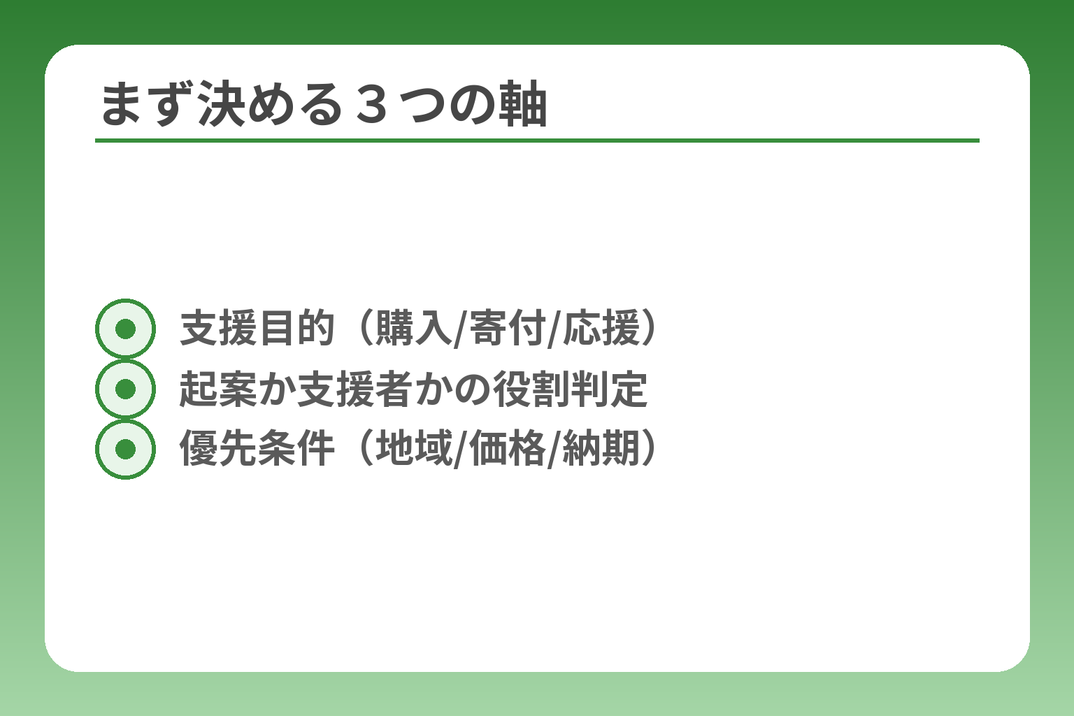 まず決める３つの軸