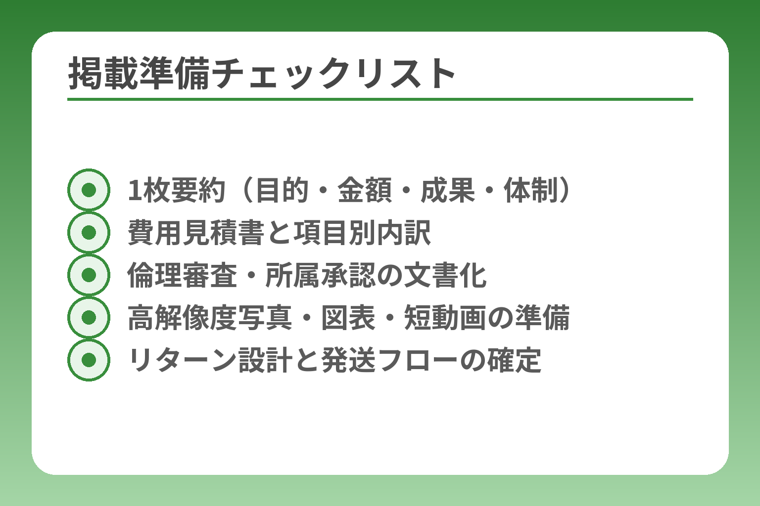 掲載準備チェックリスト