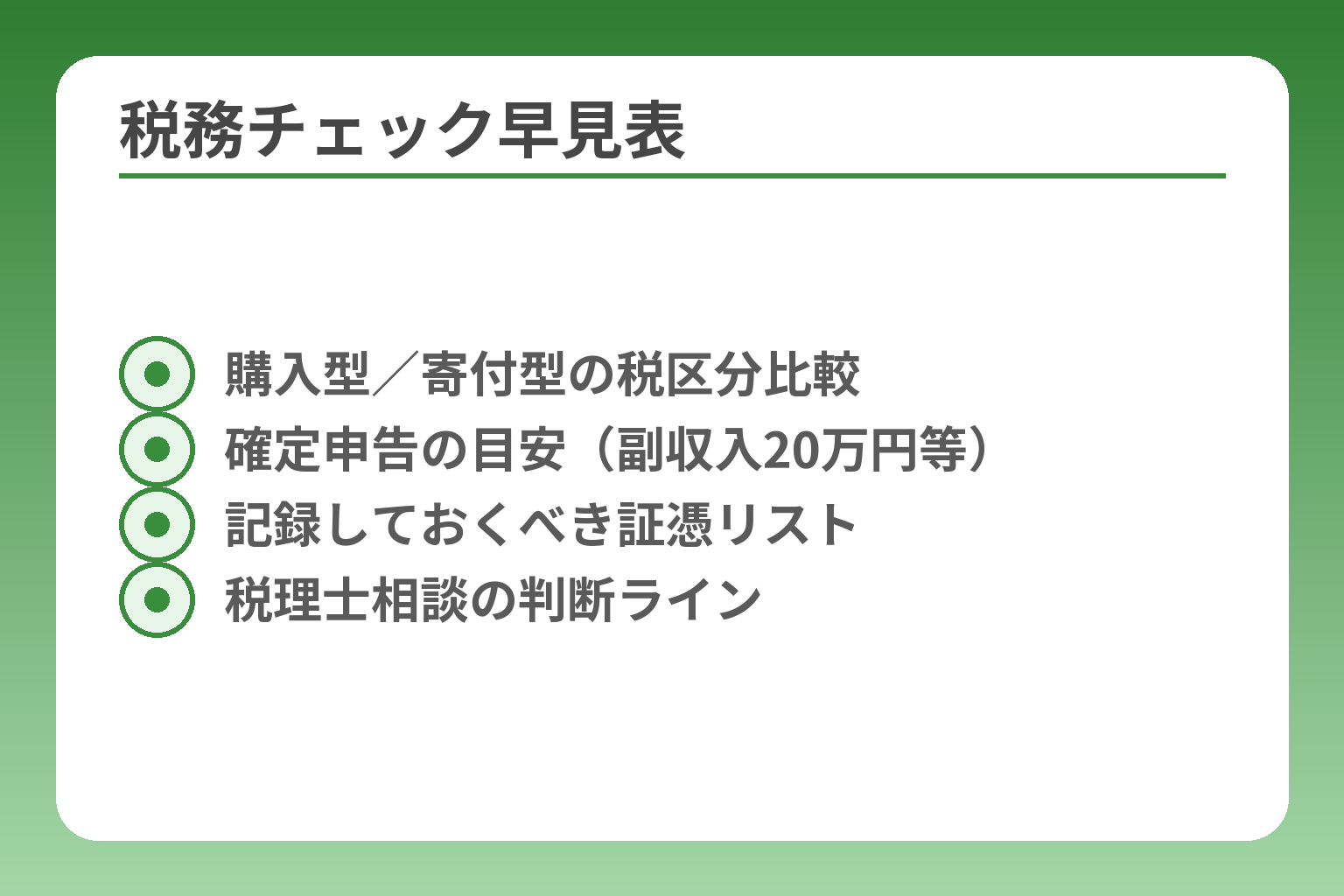 税務チェック早見表