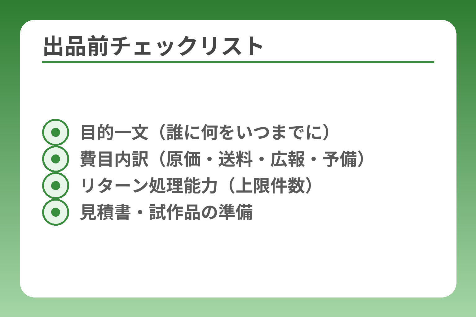 出品前チェックリスト