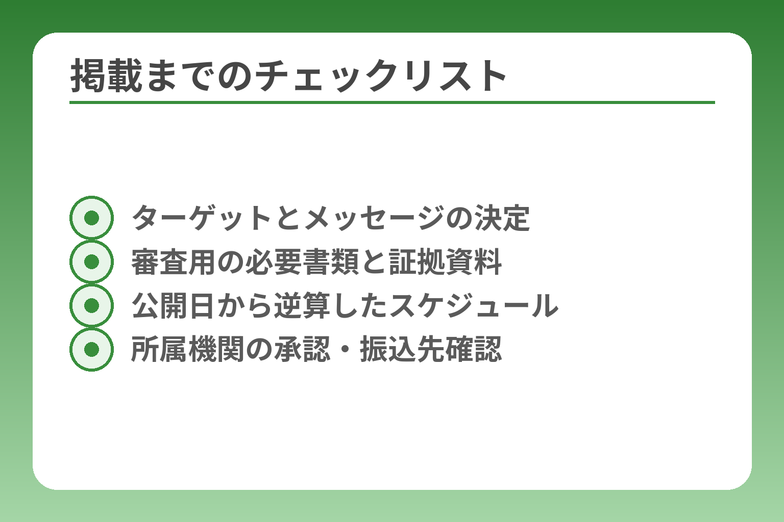 掲載までのチェックリスト