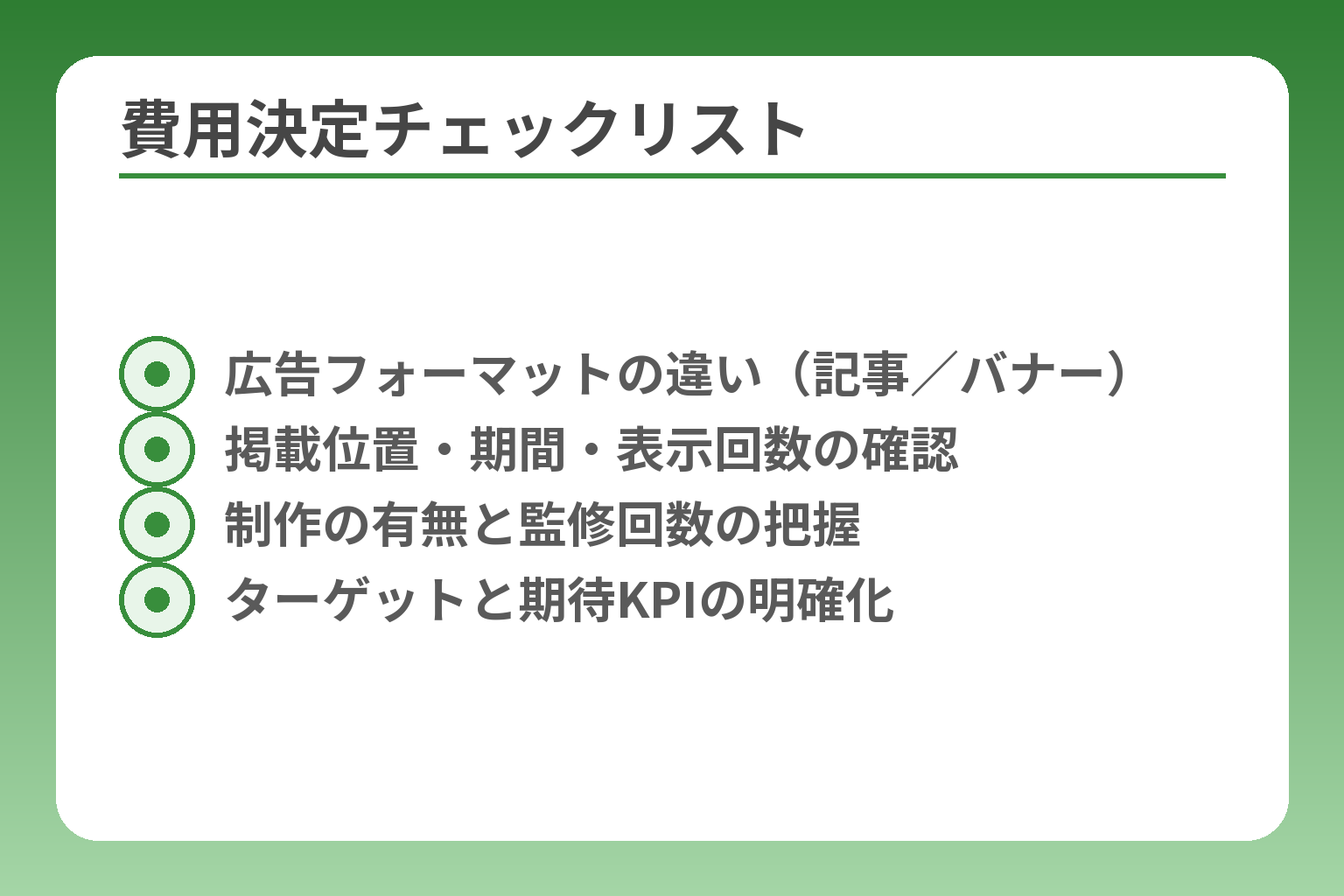 費用決定チェックリスト
