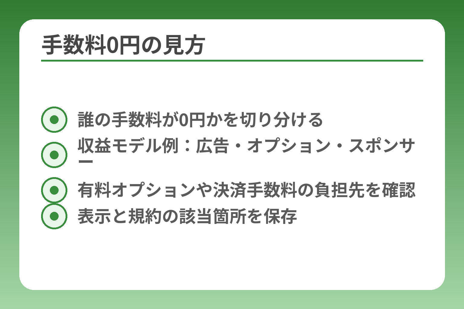 手数料0円の見方