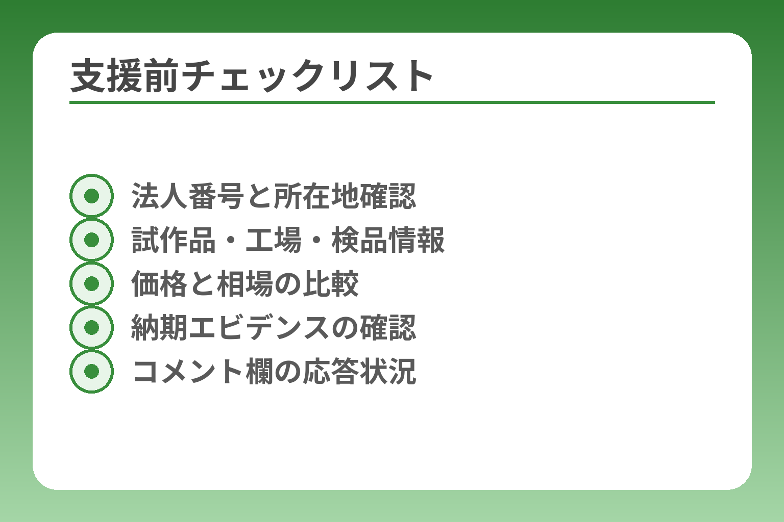 支援前チェックリスト