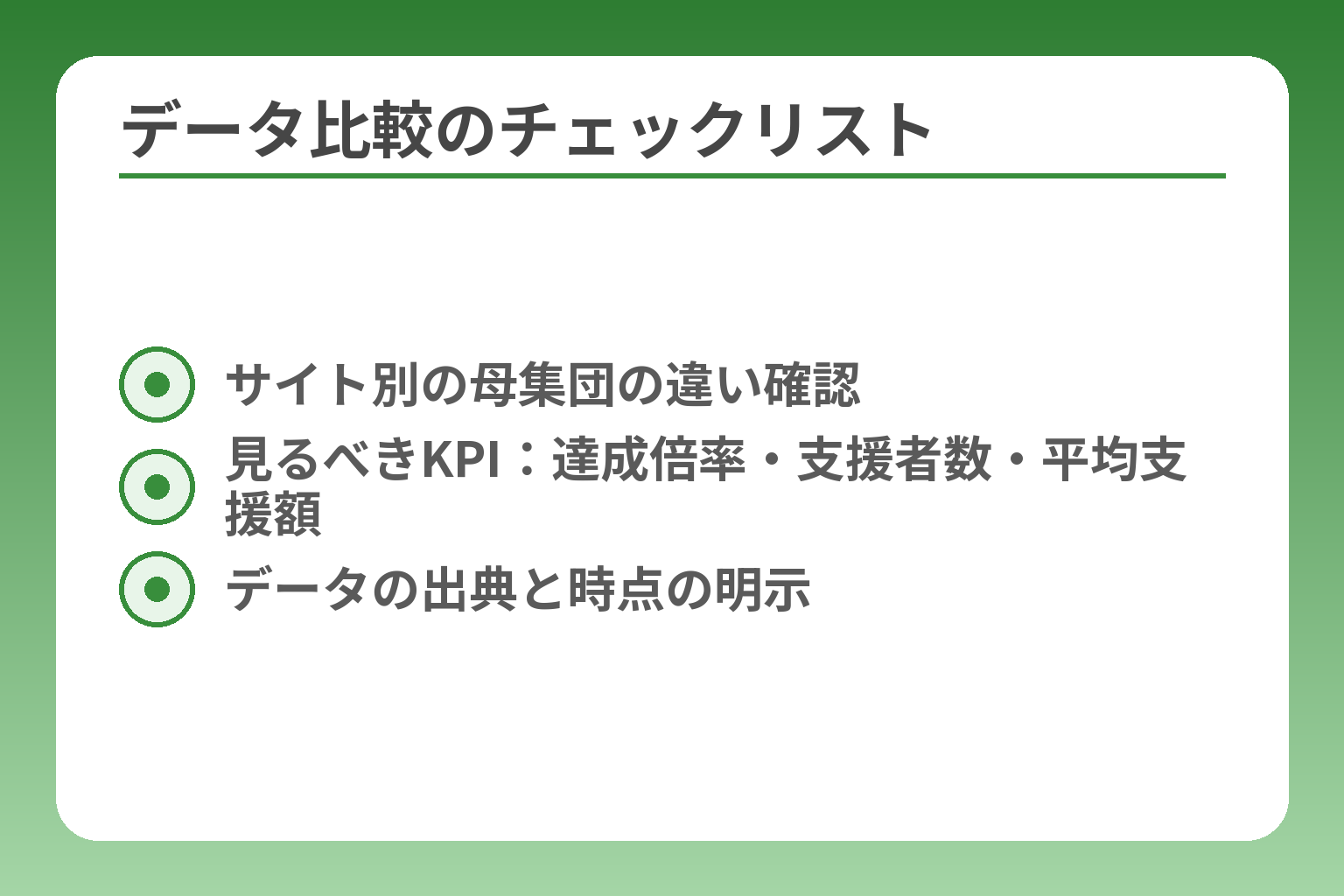データ比較のチェックリスト