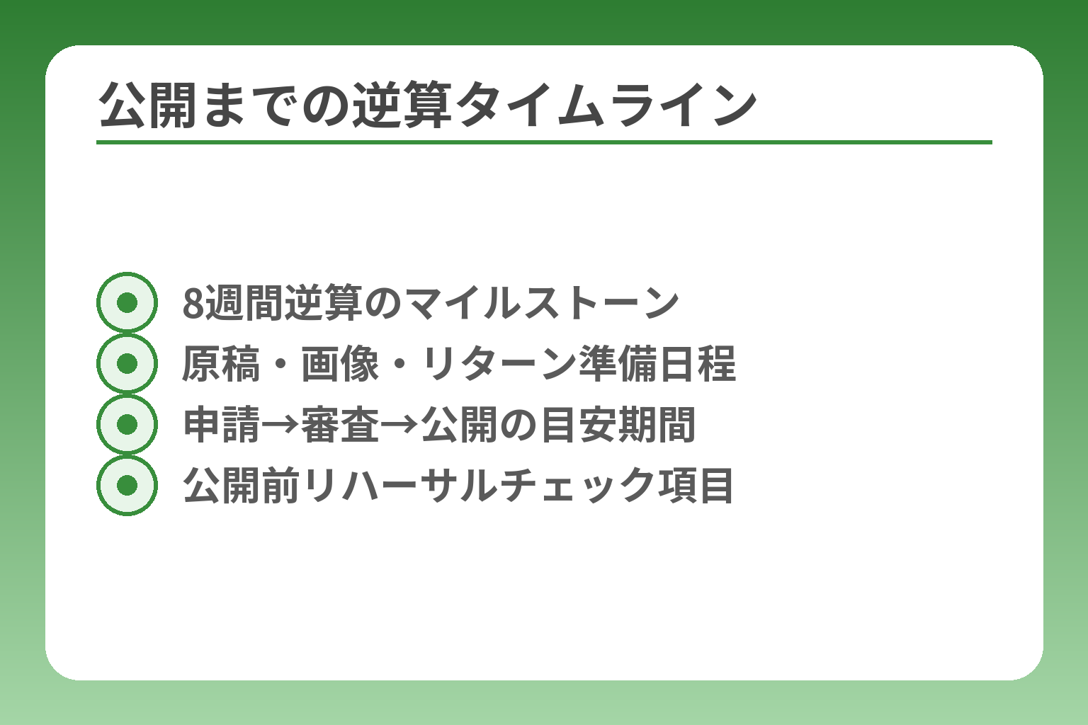 公開までの逆算タイムライン