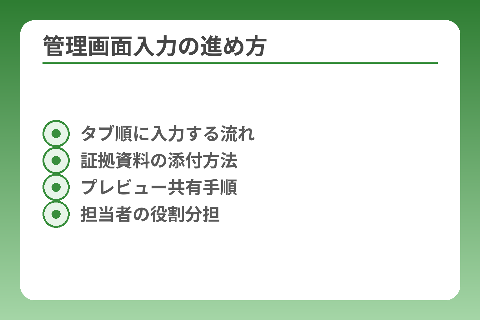 管理画面入力の進め方