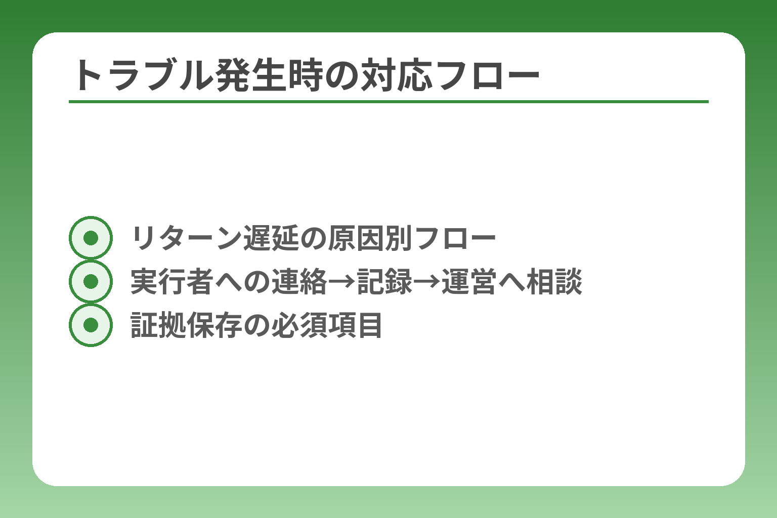 トラブル発生時の対応フロー
