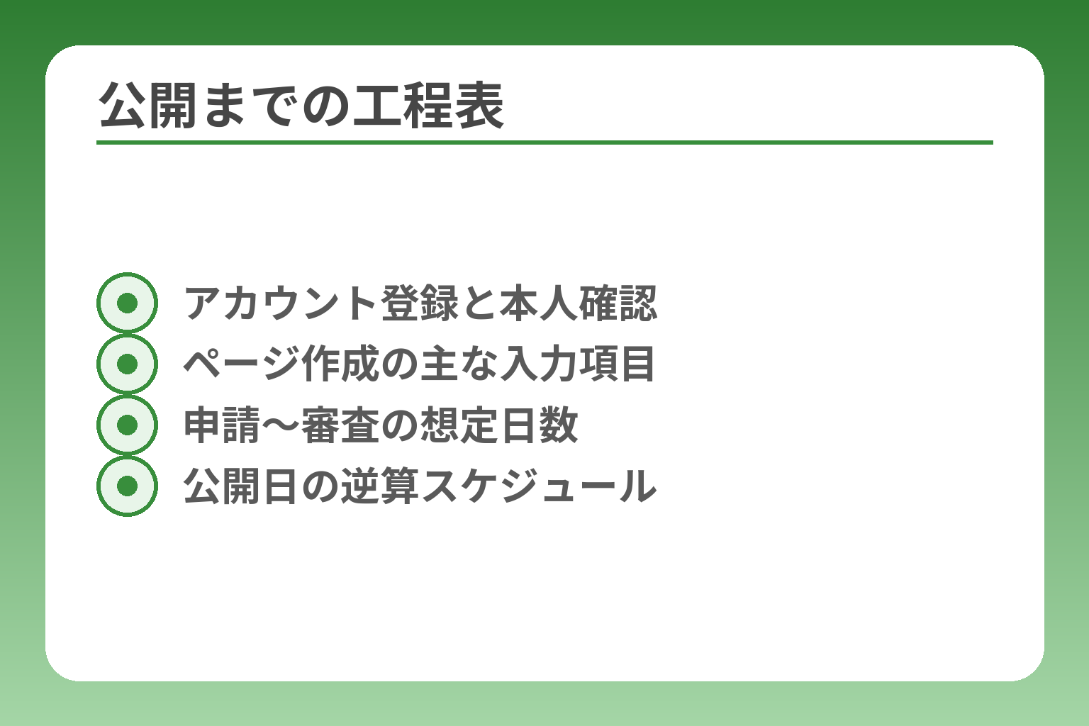公開までの工程表