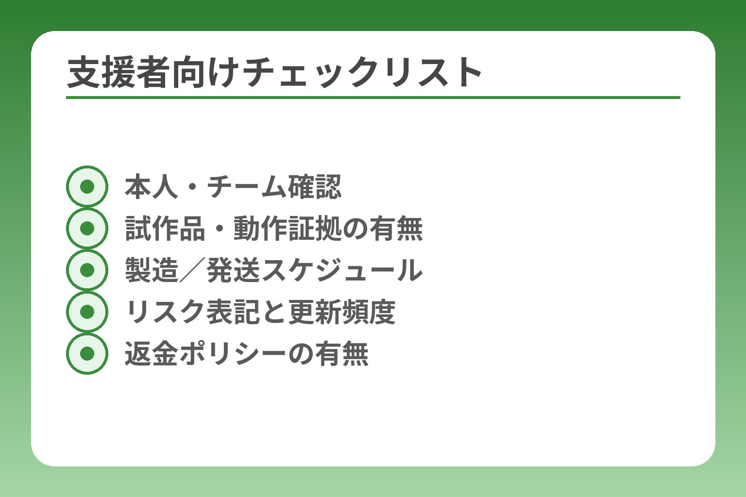 支援者向けチェックリスト