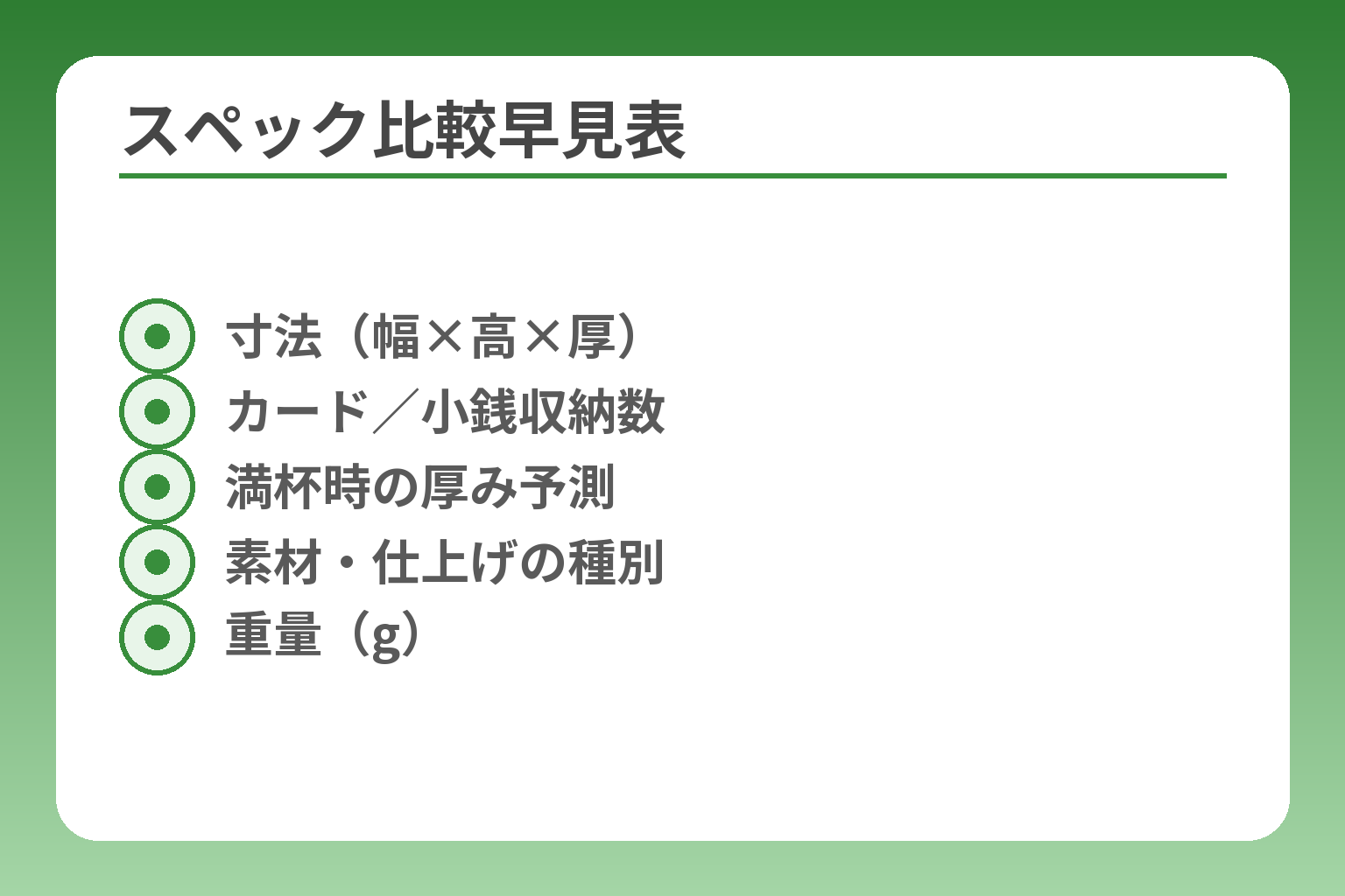 スペック比較早見表