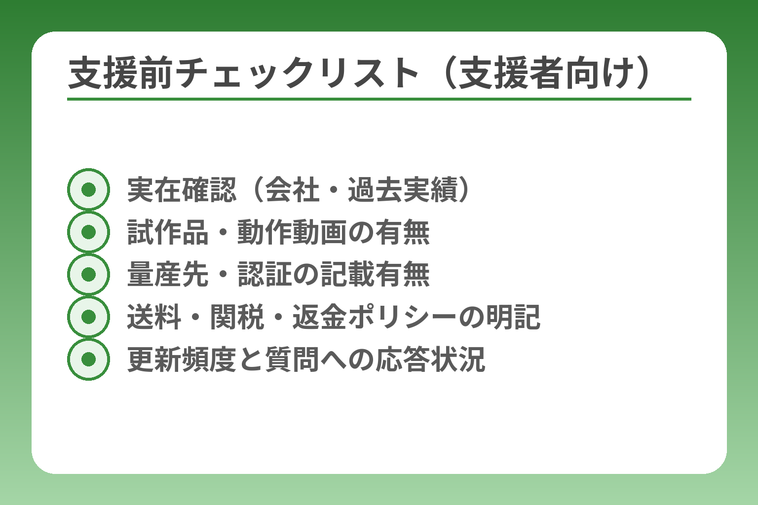 支援前チェックリスト（支援者向け）