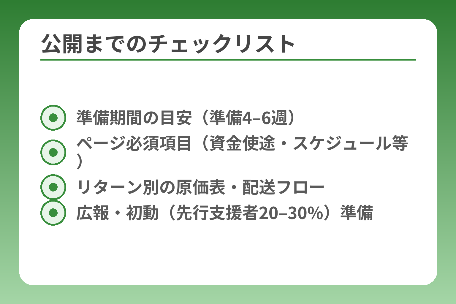 公開までのチェックリスト
