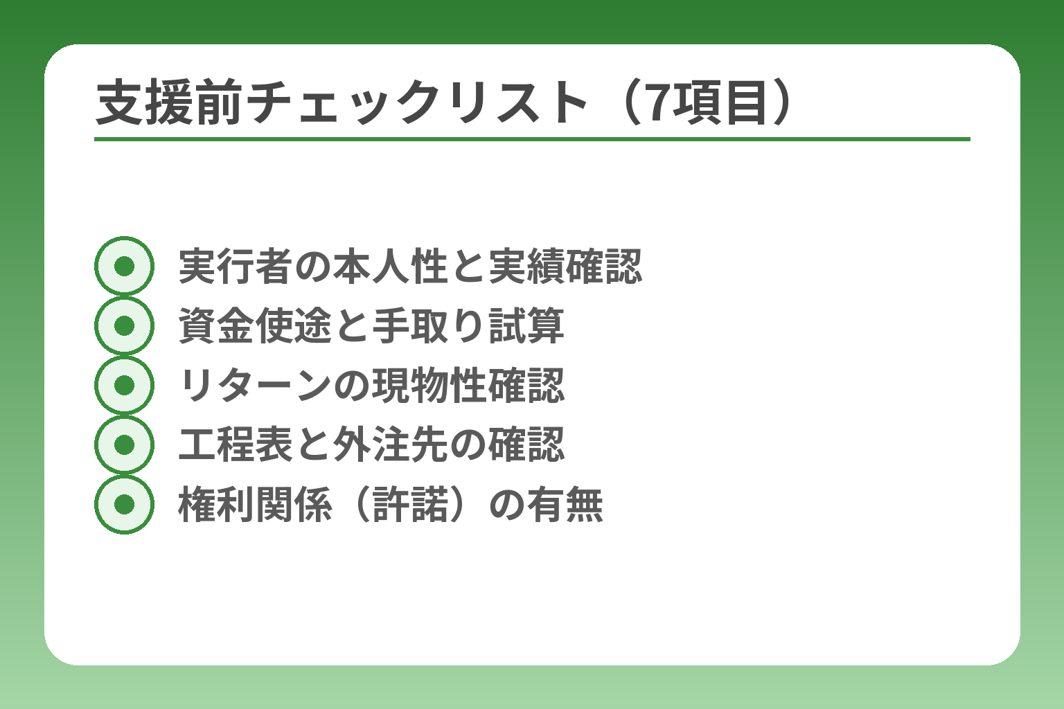 支援前チェックリスト（7項目）