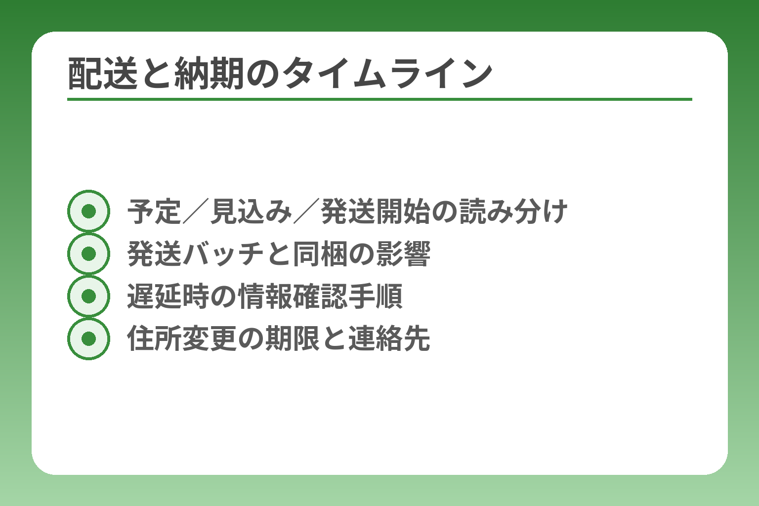 配送と納期のタイムライン