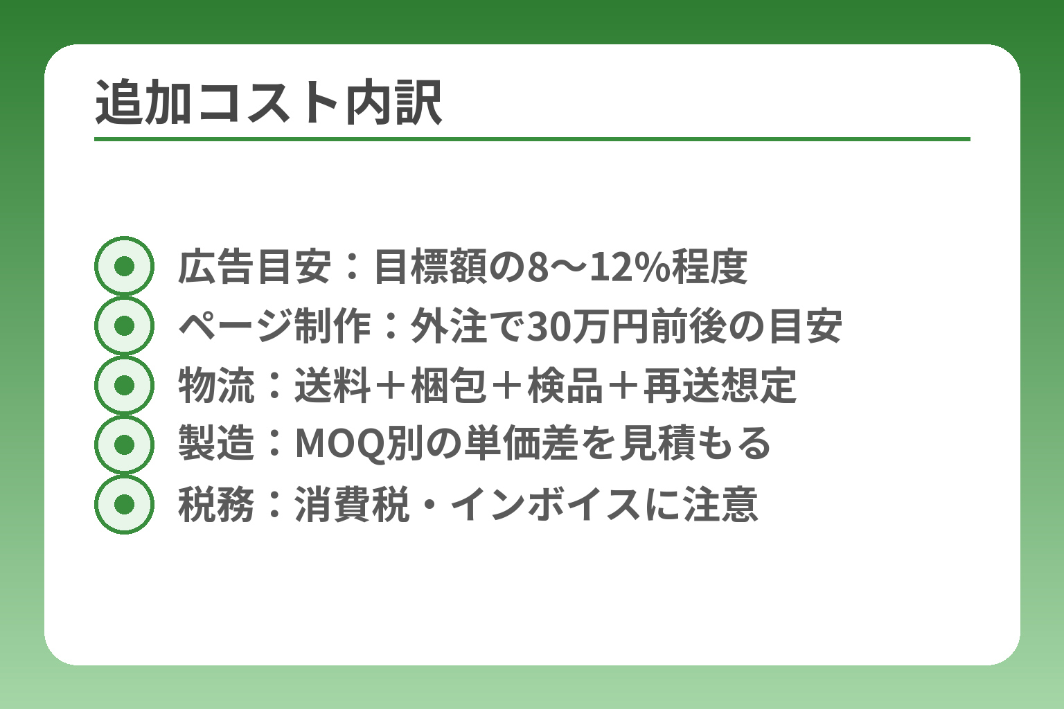 追加コスト内訳