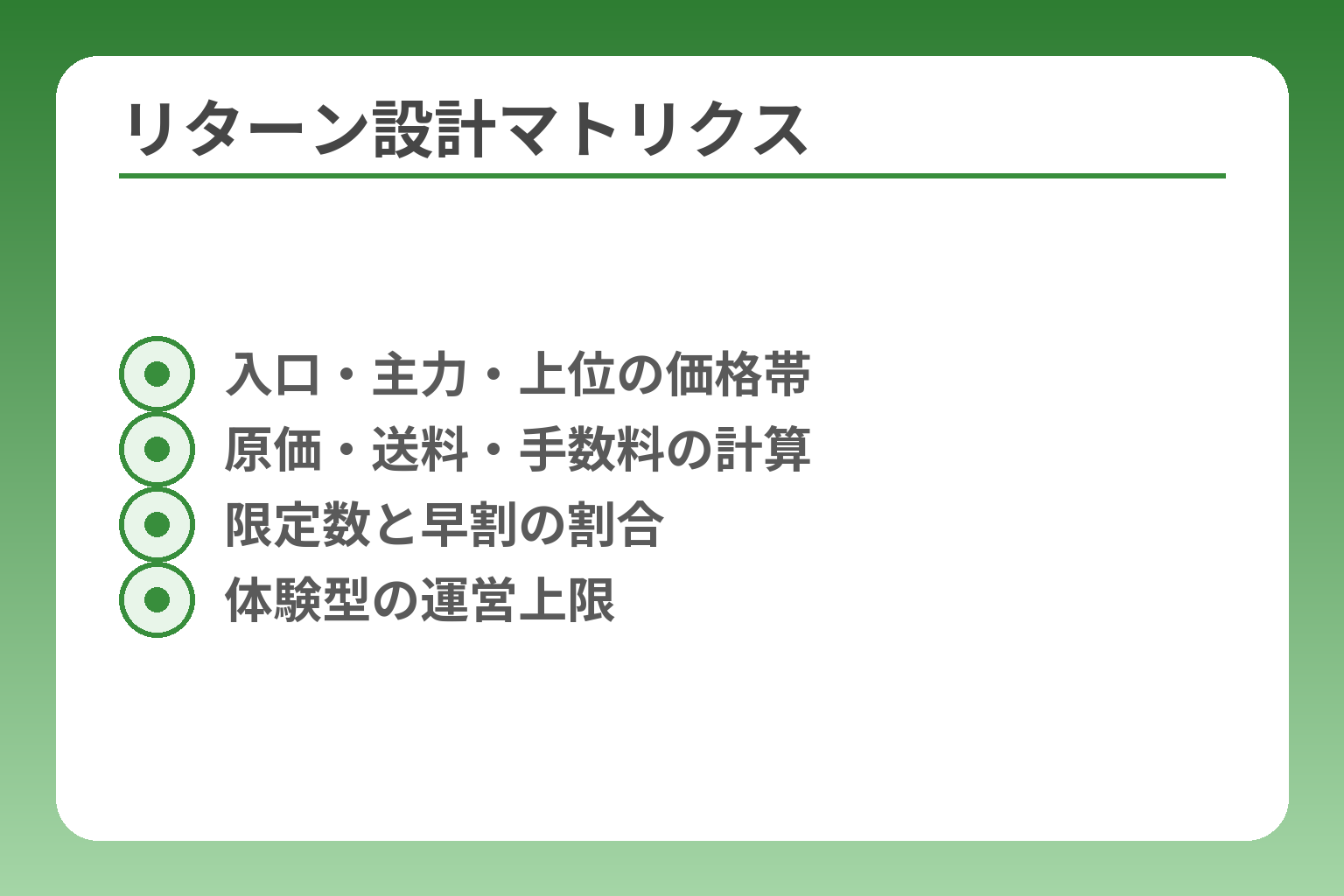 リターン設計マトリクス