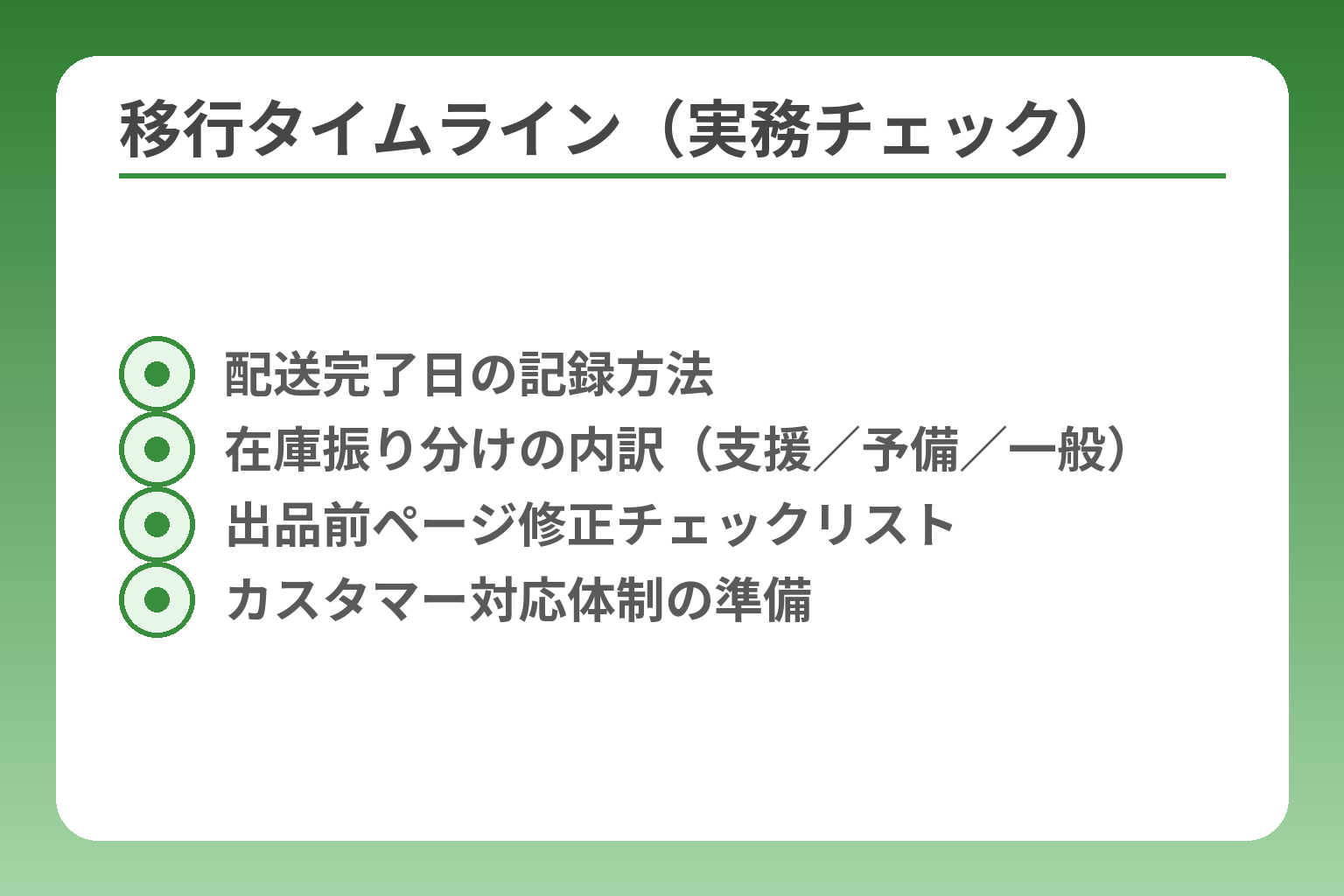 移行タイムライン（実務チェック）