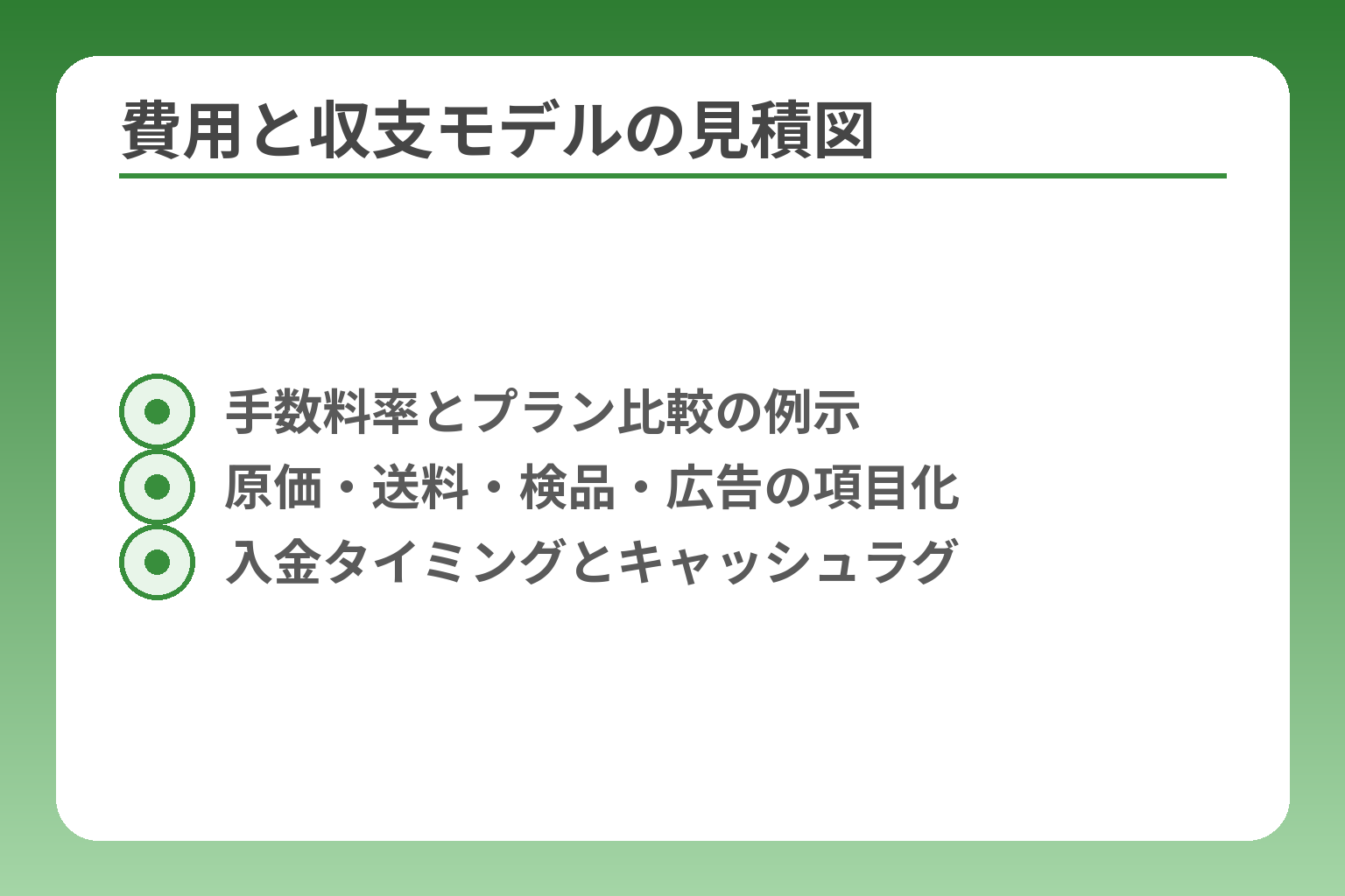 費用と収支モデルの見積図