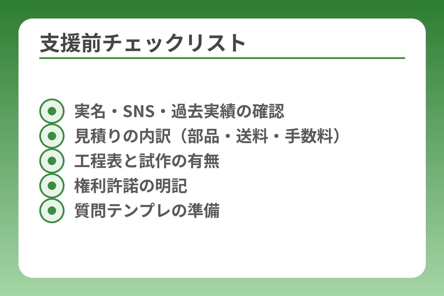 支援前チェックリスト