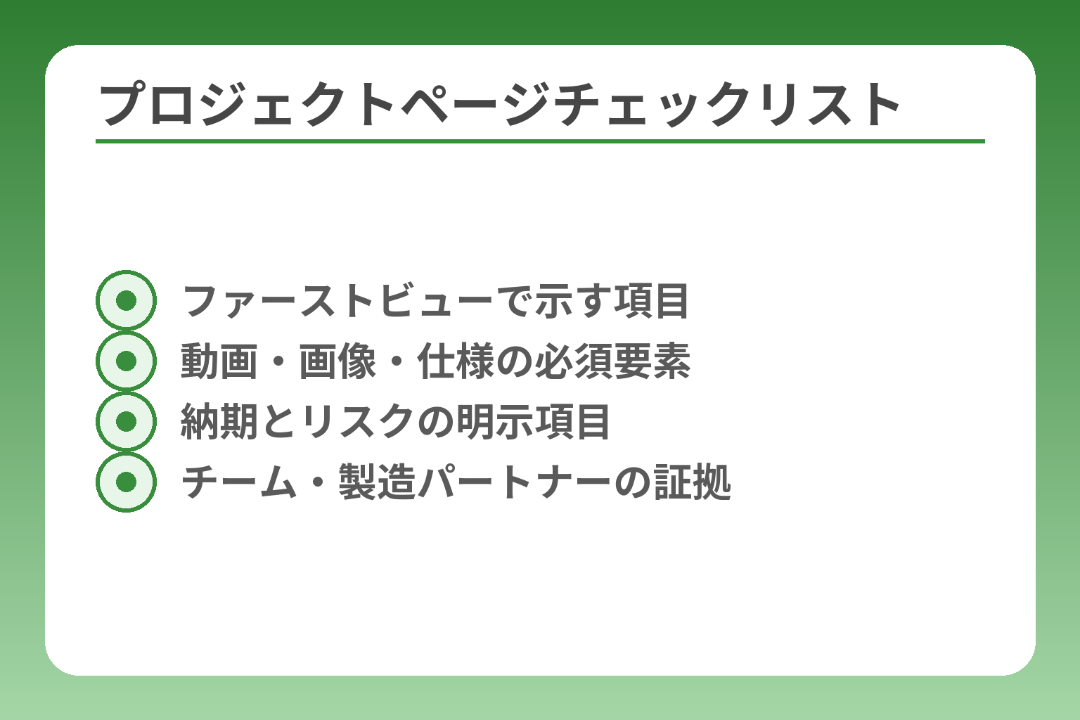 プロジェクトページチェックリスト