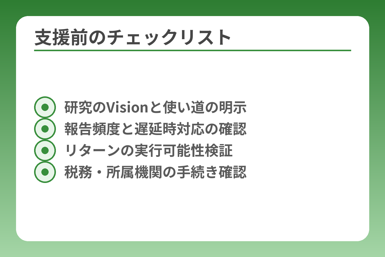 支援前のチェックリスト