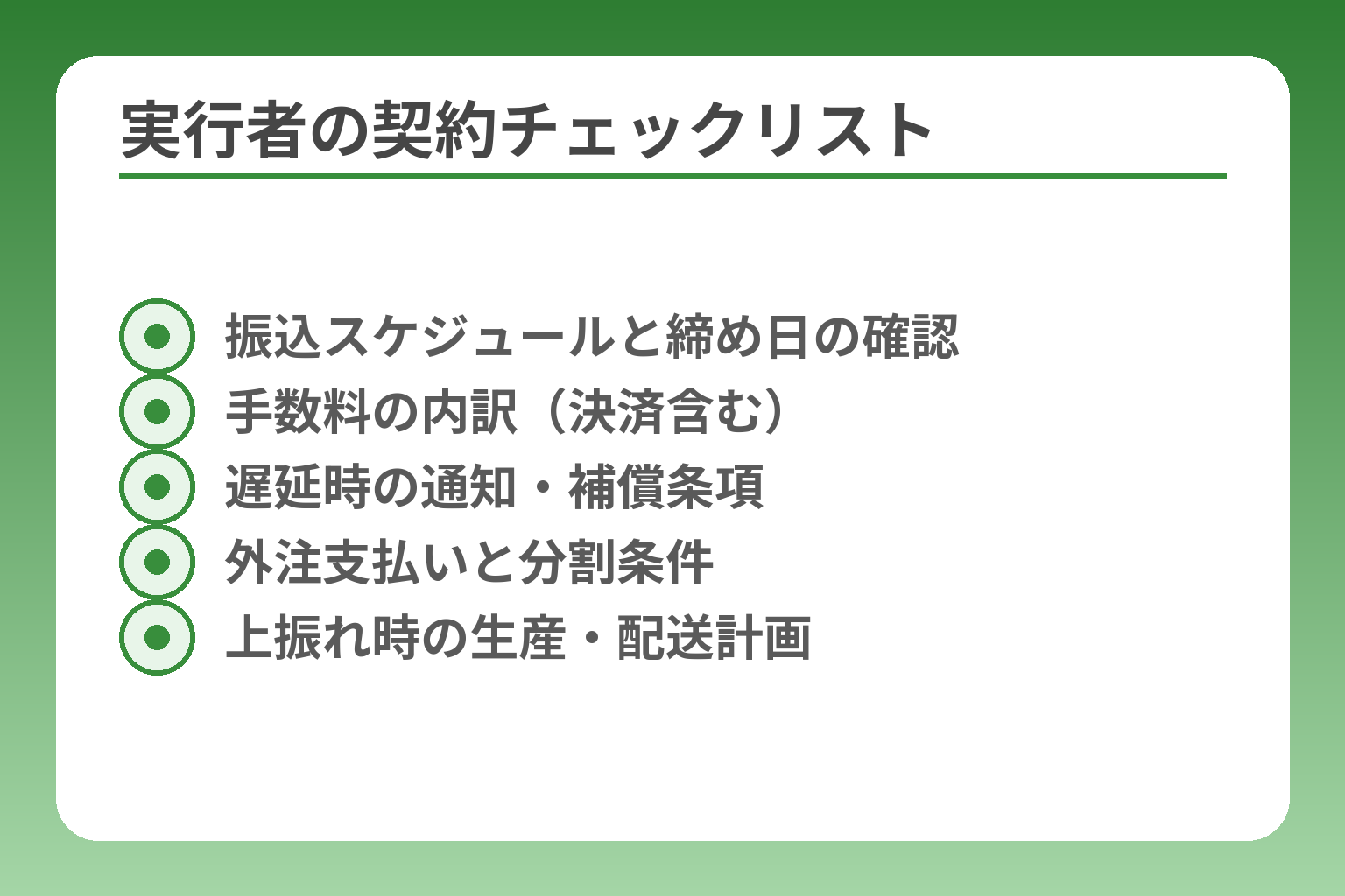 実行者の契約チェックリスト