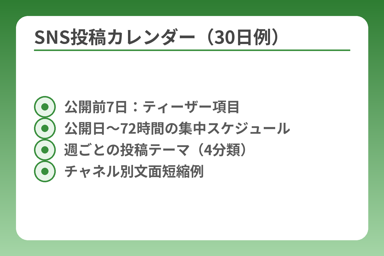 SNS投稿カレンダー（30日例）