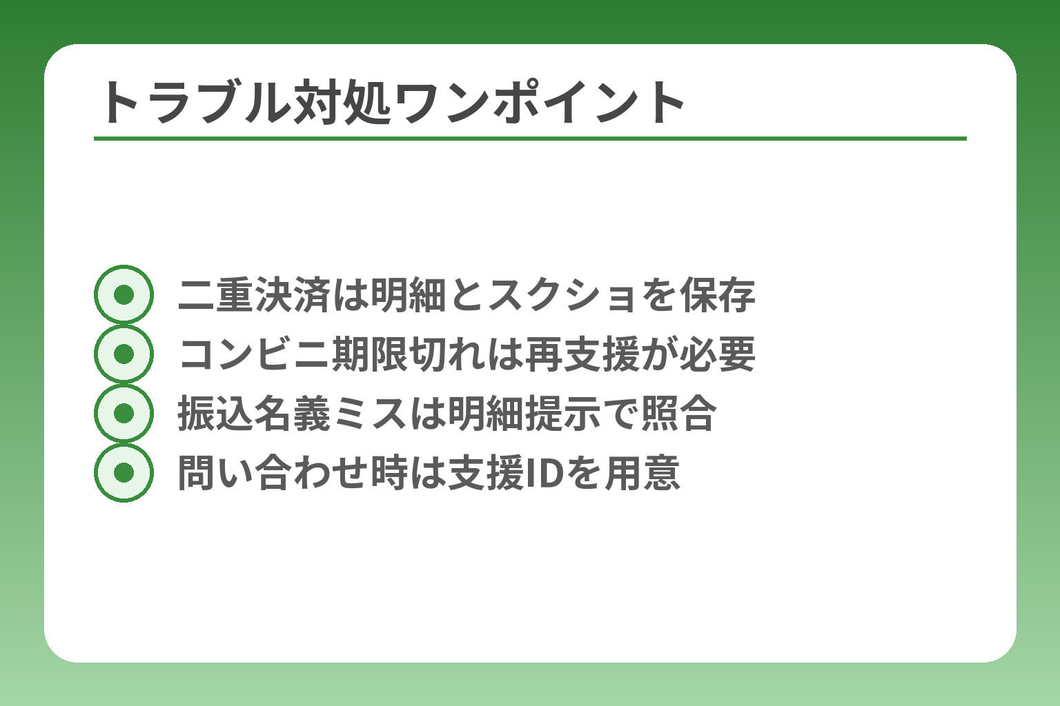 トラブル対処ワンポイント