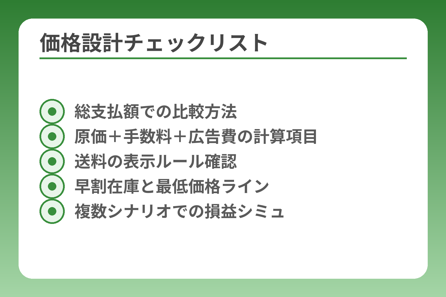 価格設計チェックリスト