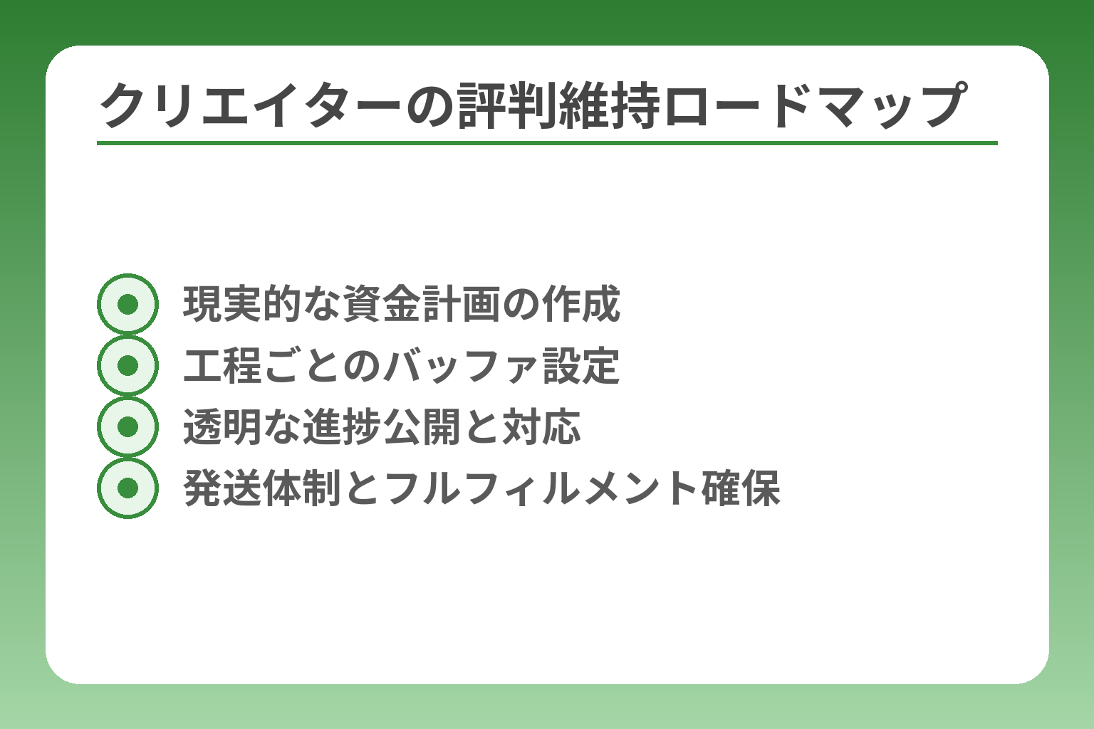 クリエイターの評判維持ロードマップ