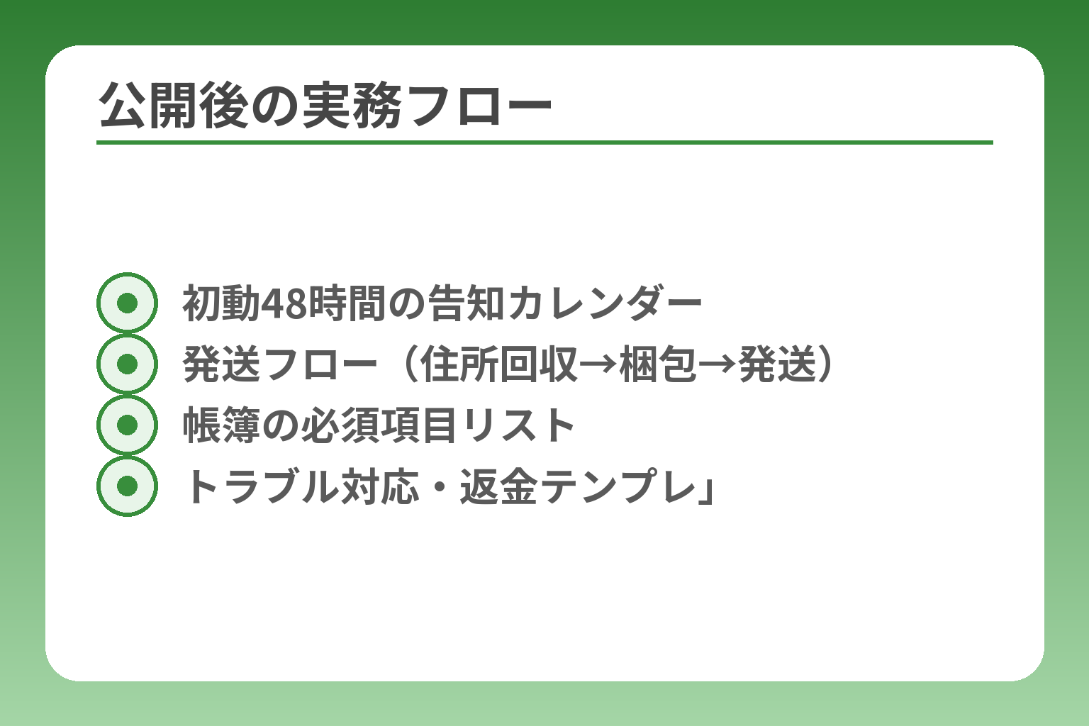 公開後の実務フロー