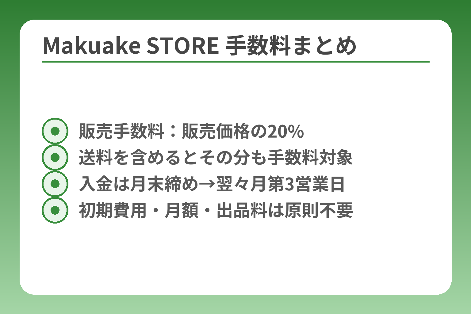 Makuake STORE 手数料まとめ