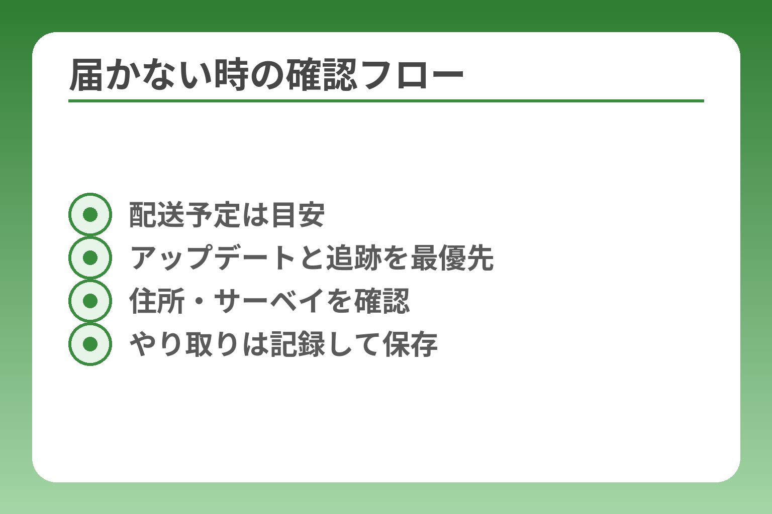 届かない時の確認フロー