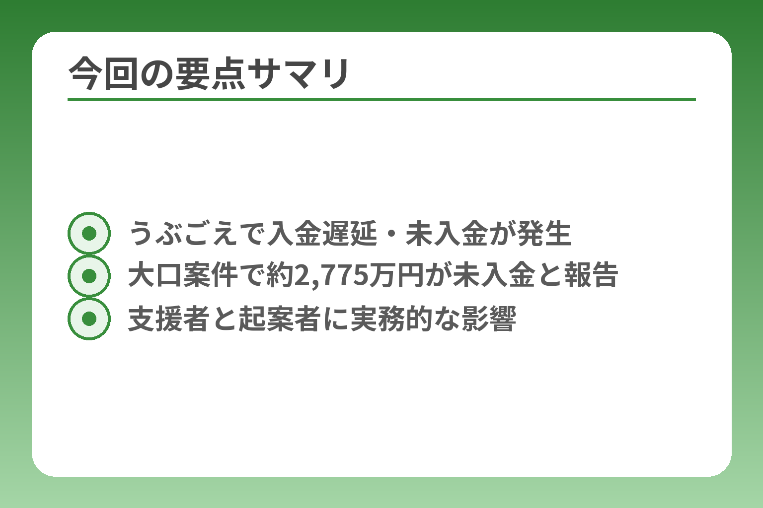今回の要点サマリ