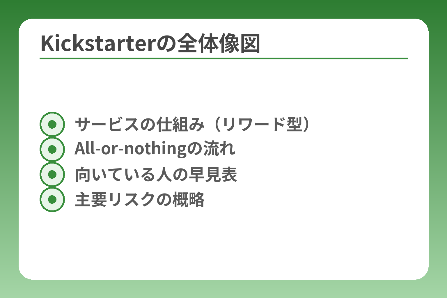 Kickstarterの全体像図