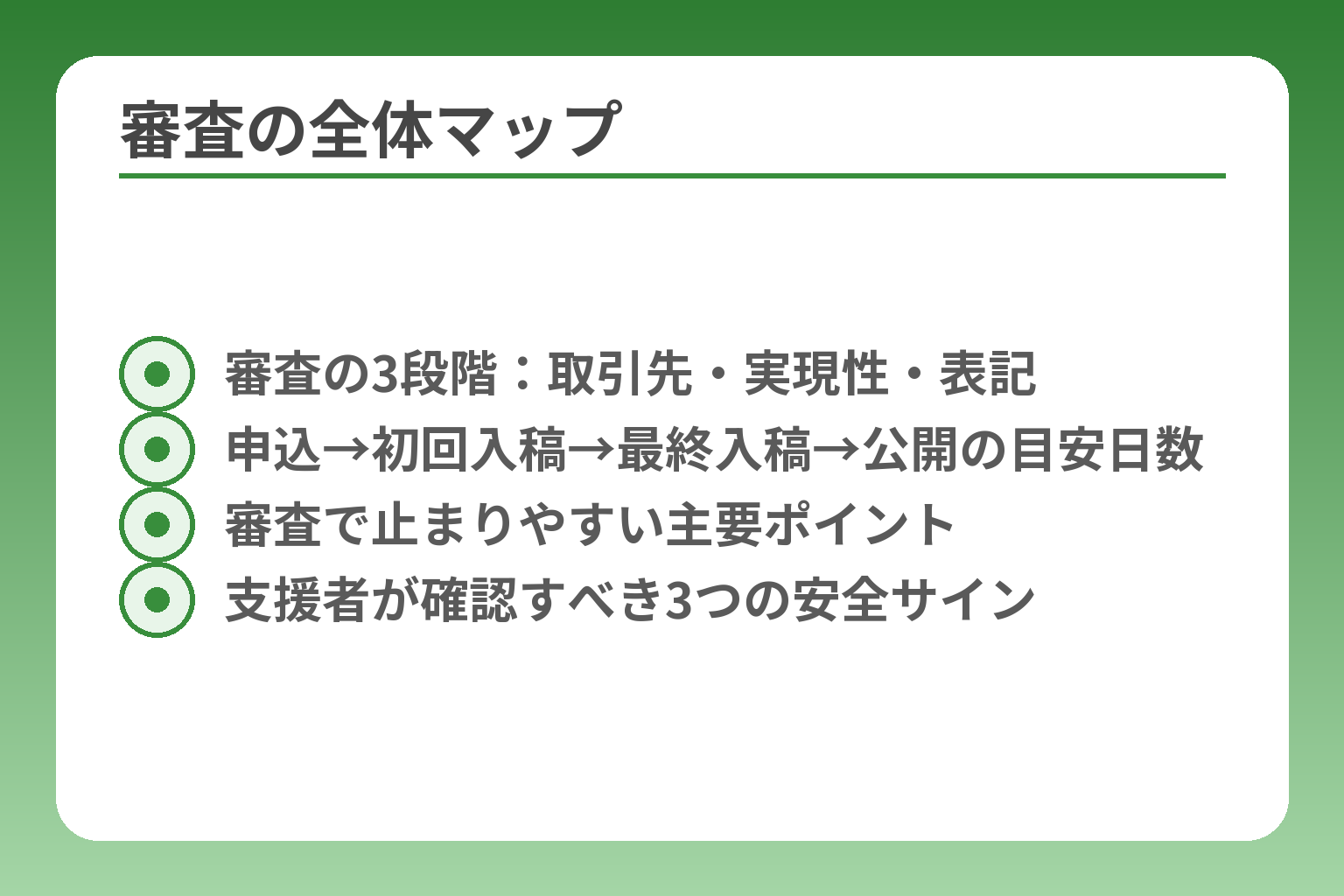 審査の全体マップ