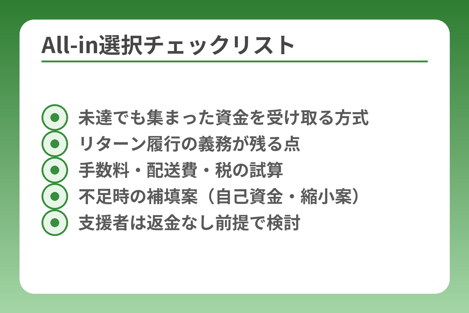 All-in選択チェックリスト