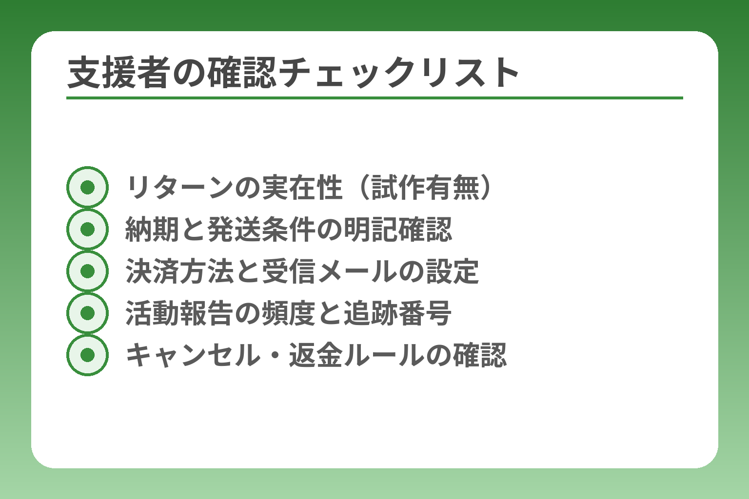 支援者の確認チェックリスト
