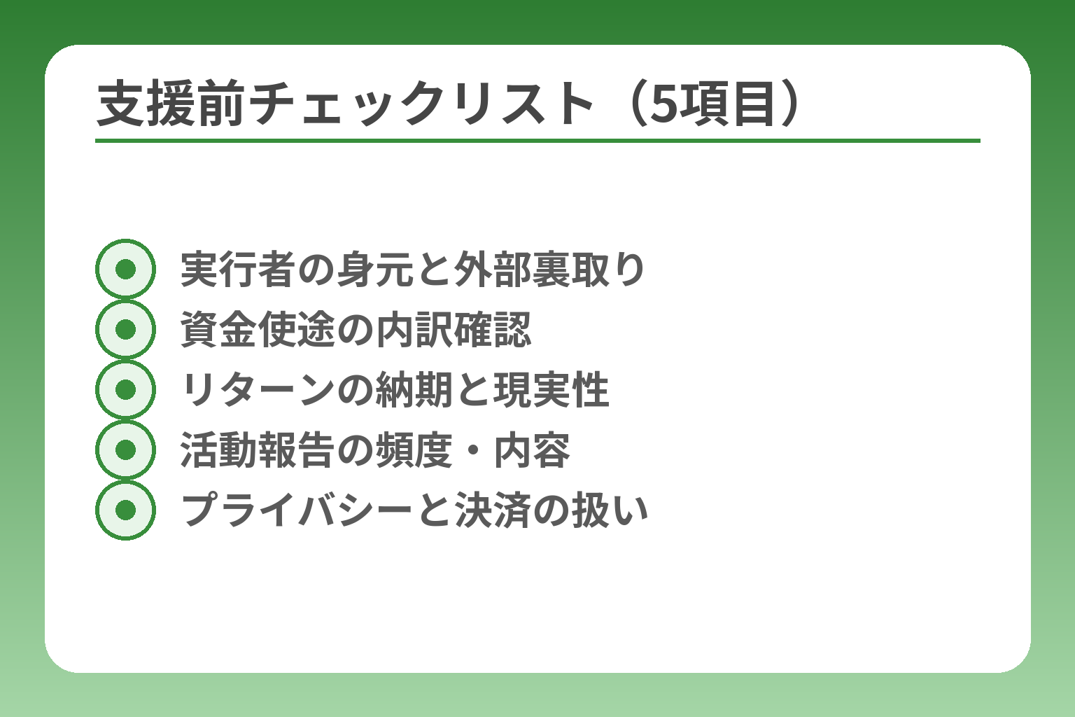 支援前チェックリスト（5項目）