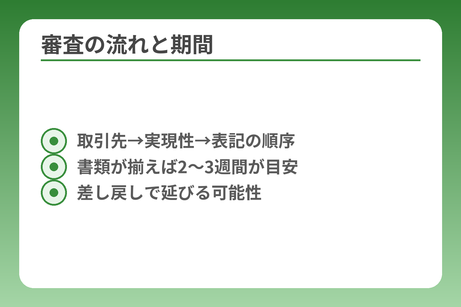 審査の流れと期間