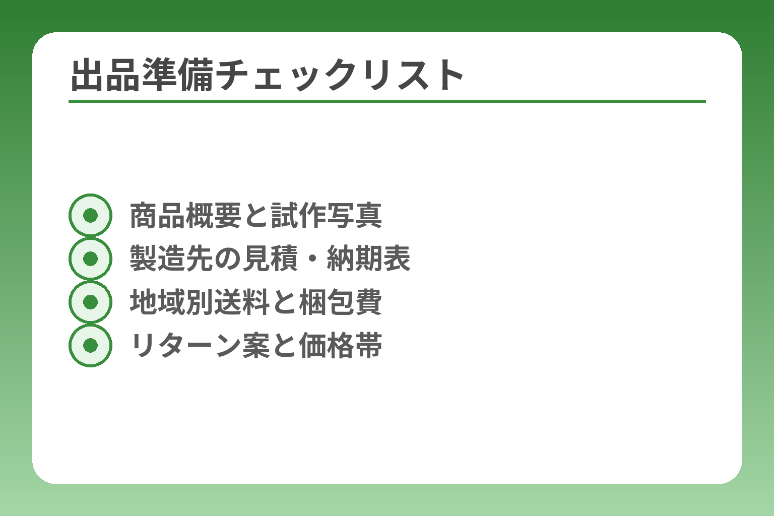 出品準備チェックリスト