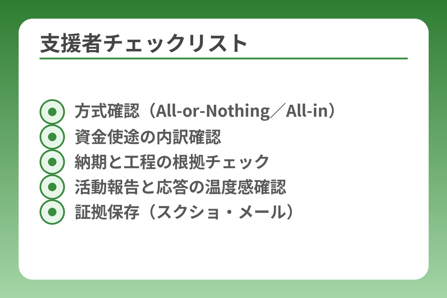 支援者チェックリスト