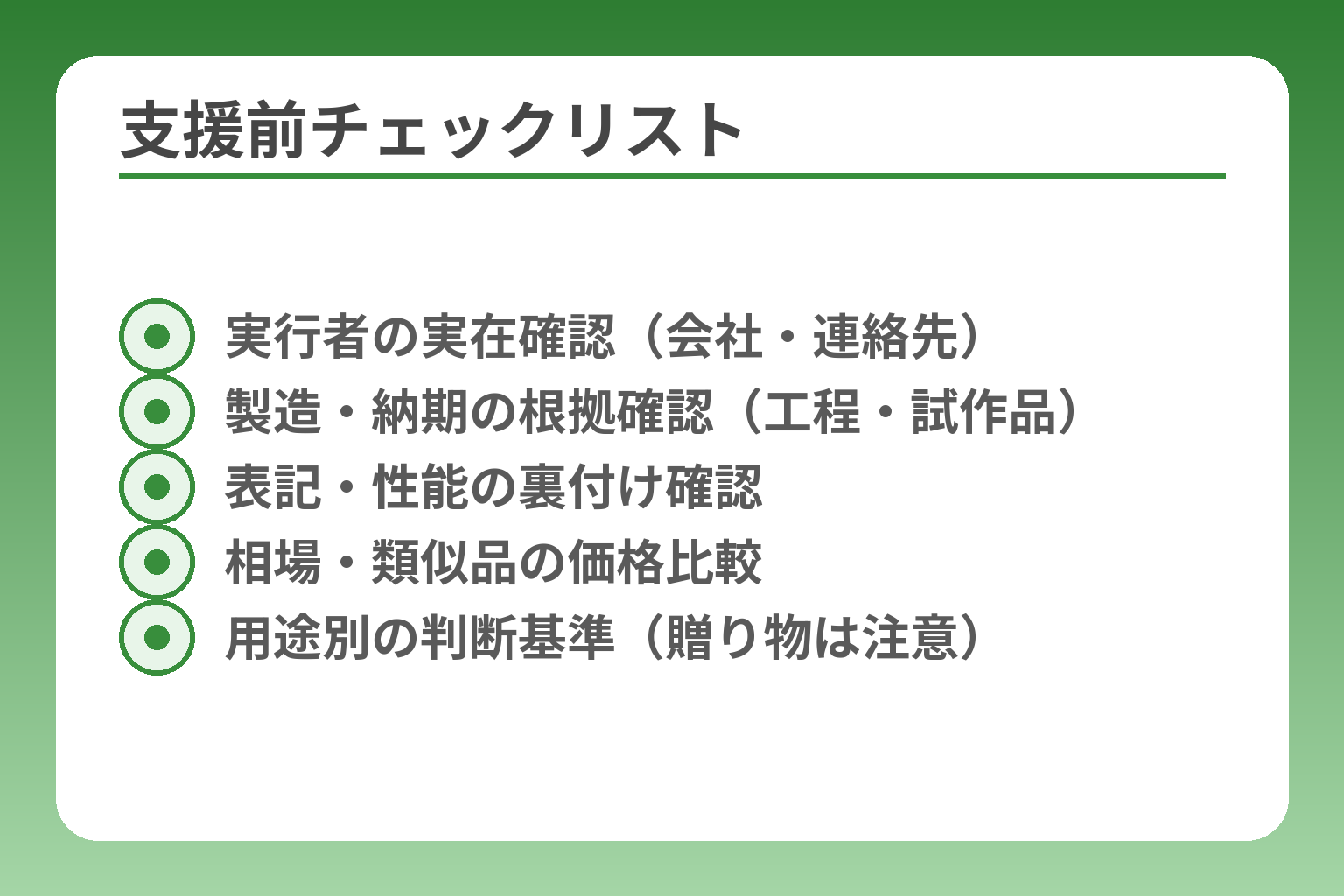 支援前チェックリスト