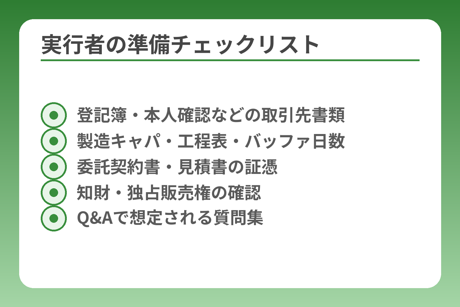 実行者の準備チェックリスト