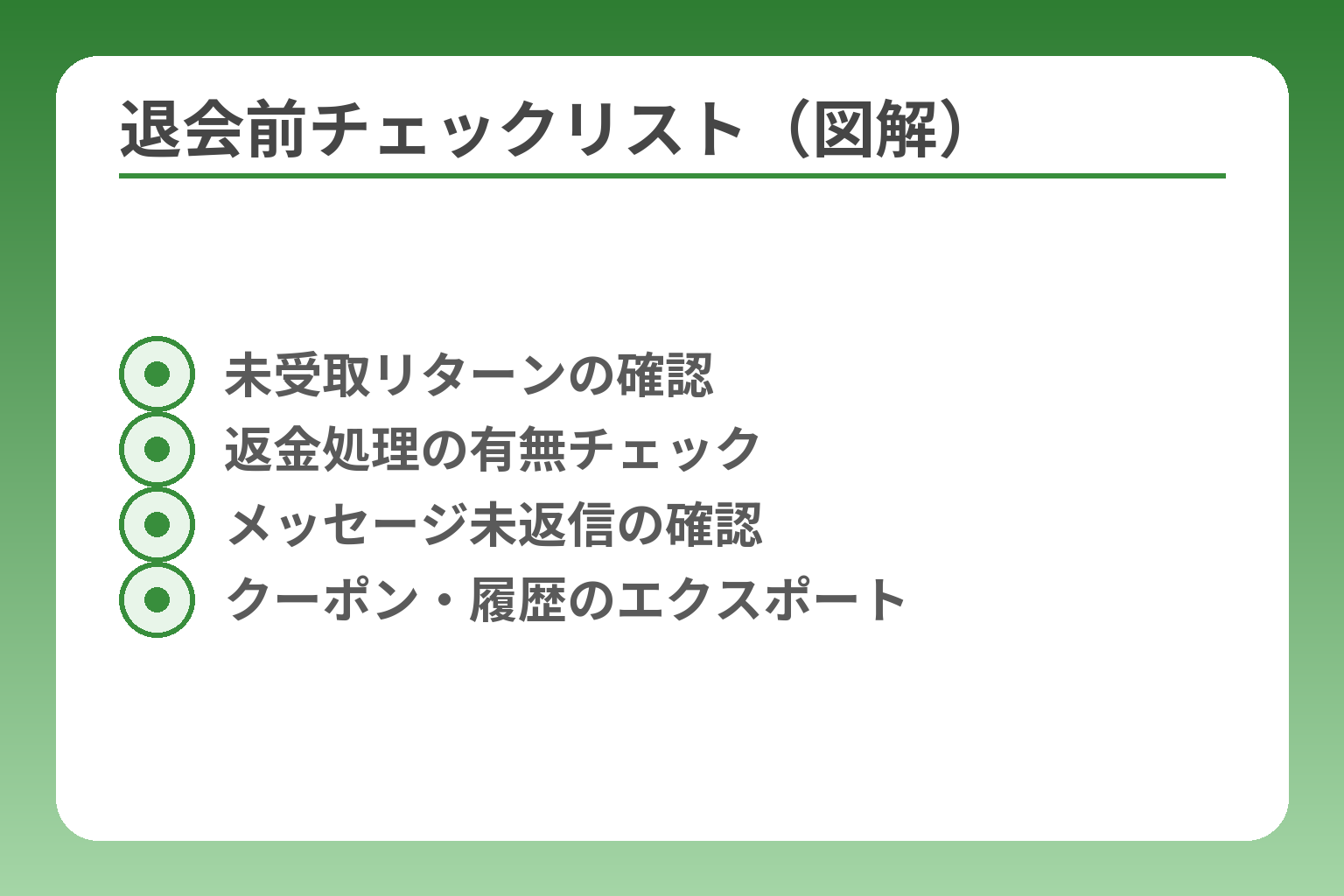 退会前チェックリスト（図解）
