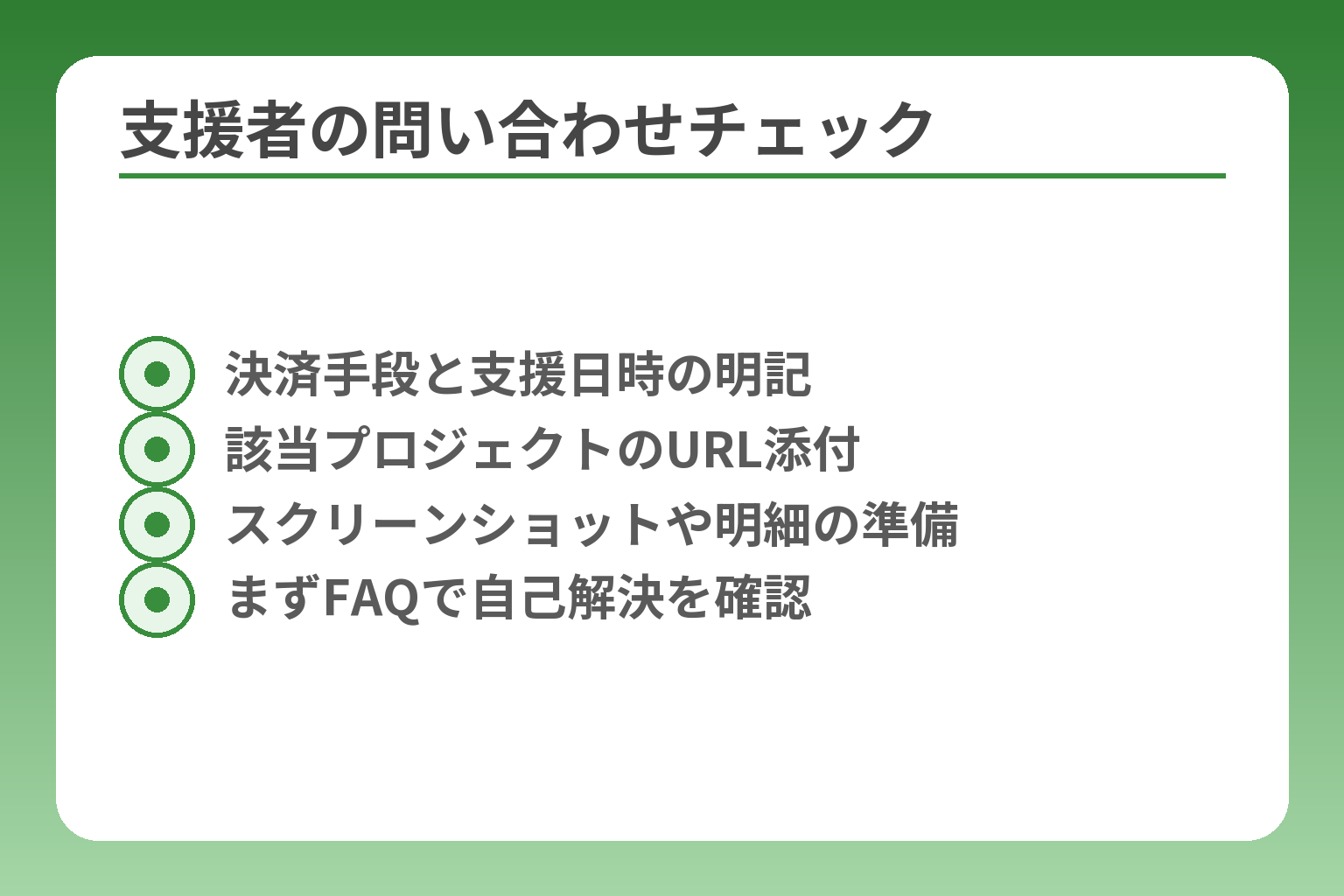 支援者の問い合わせチェック